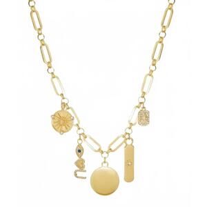 NEW MARLYN SCHIFF women's multi charm link necklace in gold